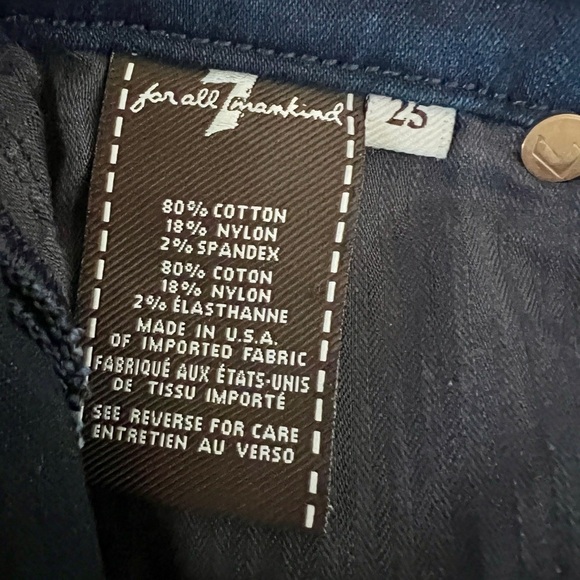 7 For All Mankind Classic Indigo Dark Wash Skinny Jean - Size 25 - Picture 11 of 11